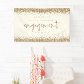 Glam Gold Glitter Cream Welkom Engagement Party Spandoek (Insitu)