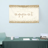 Glam Gold Glitter Cream Welkom Engagement Party Spandoek (Beurs)