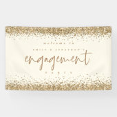 Glam Gold Glitter Cream Welkom Engagement Party Spandoek (Horizontaal)