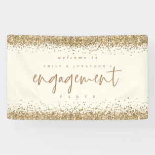 Glam Gold Glitter Cream Welkom Engagement Party Spandoek