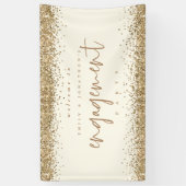 Glam Gold Glitter Cream Welkom Engagement Party Spandoek (Verticaal)