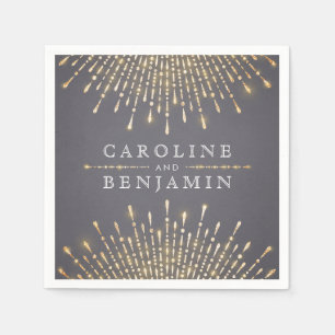 Glam gold glitter deco vintage bruiloft monogram servet
