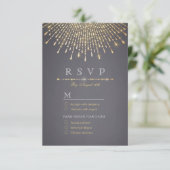 Glam gold glitter deco vintage bruiloft RSVP (Staand voorkant)