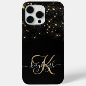 Glam Gold Glitter Diamond Sparkle Elegant Monogram Case-Mate iPhone Case (Achterkant)