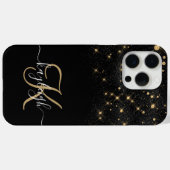 Glam Gold Glitter Diamond Sparkle Elegant Monogram Case-Mate iPhone Case (Achterkant (horizontaal))