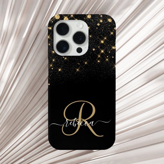 Glam Gold Glitter Diamond Sparkle Elegant Monogram Case-Mate iPhone Case