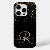 Glam Gold Glitter Diamond Sparkle Elegant Monogram Case-Mate iPhone Case (Achterkant)