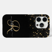 Glam Gold Glitter Diamond Sparkle Elegant Monogram Case-Mate iPhone Case (Achterkant (horizontaal))