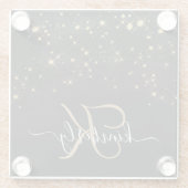 Glam Gold Glitter Diamond Sparkle Elegant Monogram Glazen Onderzetter (Achterkant)