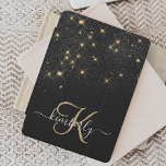 Glam Gold Glitter Diamond Sparkle Elegant Monogram iPad Air Cover<br><div class="desc">Creëer uw eigen gepersonaliseerde zwarte en gouddiamantsparkle iPad cover met uw eigen monogram en naam.</div>