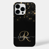 Glam Gold Glitter Diamond Sparkle Elegant Monogram iPhone Hoesje (Achterkant)