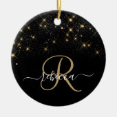 Glam Gold Glitter Diamond Sparkle Elegant Monogram Keramisch Ornament (Voorkant)
