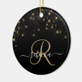 Glam Gold Glitter Diamond Sparkle Elegant Monogram Keramisch Ornament (Links)