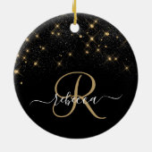 Glam Gold Glitter Diamond Sparkle Elegant Monogram Keramisch Ornament (Achterkant)