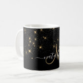 Glam Gold Glitter Diamond Sparkle Elegant Monogram Koffiemok (Voorkant links)