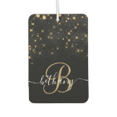 Glam Gold Glitter Diamond Sparkle Elegant Monogram Luchtverfrisser (Voorkant)