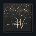 Glam Gold Glitter Diamond Sparkle Elegant Monogram Magneet<br><div class="desc">Creëer uw eigen gepersonaliseerde zwarte en gouddiamanten sparkle magneten met uw eigen monogram en naam.</div>