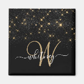 Glam Gold Glitter Diamond Sparkle Elegant Monogram Magneet (Voorkant)
