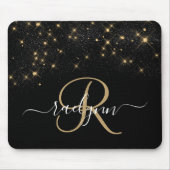 Glam Gold Glitter Diamond Sparkle Elegant Monogram Muismat (Voorkant)