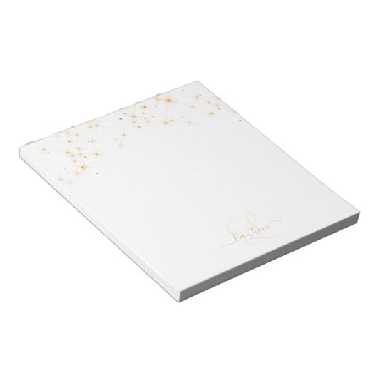 Glam Gold Glitter Diamond Sparkle Elegant Monogram Notitieblok (Schuin)