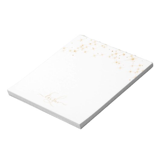 Glam Gold Glitter Diamond Sparkle Elegant Monogram Notitieblok (Linkerzijde)