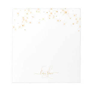 Glam Gold Glitter Diamond Sparkle Elegant Monogram Notitieblok