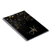 Glam Gold Glitter Diamond Sparkle Elegant Monogram Notitieboek (Rechterzijde)