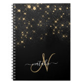Glam Gold Glitter Diamond Sparkle Elegant Monogram Notitieboek (Voorkant)