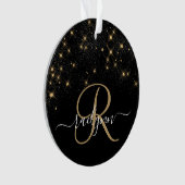 Glam Gold Glitter Diamond Sparkle Elegant Monogram Ornament (voorkant)