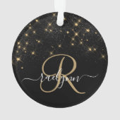 Glam Gold Glitter Diamond Sparkle Elegant Monogram Ornament (achterkant)