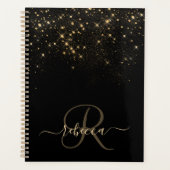 Glam Gold Glitter Diamond Sparkle Elegant Monogram Planner (Voorkant)