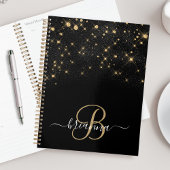 Glam Gold Glitter Diamond Sparkle Elegant Monogram Planner