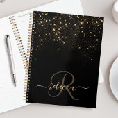 Glam Gold Glitter Diamond Sparkle Elegant Monogram Planner