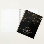 Glam Gold Glitter Diamond Sparkle Elegant Monogram Planner (Display)