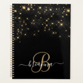 Glam Gold Glitter Diamond Sparkle Elegant Monogram Planner (Voorkant)