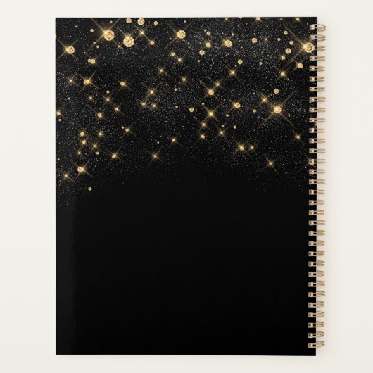 Glam Gold Glitter Diamond Sparkle Elegant Monogram Planner (Achterkant)