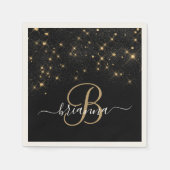 Glam Gold Glitter Diamond Sparkle Elegant Monogram Servet (Voorkant)