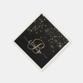 Glam Gold Glitter Diamond Sparkle Elegant Monogram Servet (Hoek)