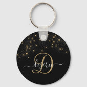 Glam Gold Glitter Diamond Sparkle Elegant Monogram Sleutelhanger (Voorkant)
