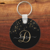 Glam Gold Glitter Diamond Sparkle Elegant Monogram Sleutelhanger (Voorkant)