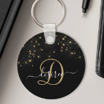 Glam Gold Glitter Diamond Sparkle Elegant Monogram Sleutelhanger<br><div class="desc">Creëer uw eigen gepersonaliseerde zwarte en gouddiamantsparkle sleutelhangers met uw eigen monogram en naam.</div>