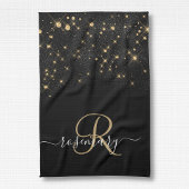 Glam Gold Glitter Diamond Sparkle Elegant Monogram Theedoek