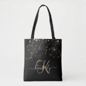 Glam Gold Glitter Diamond Sparkle Elegant Monogram Tote Bag (Voorkant)
