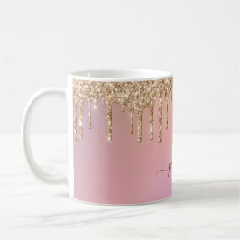 Glam Gold Glitter Drift Elegant Monogram Koffiemok