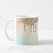 Glam Gold Glitter Drift Elegant Monogram Koffiemok (Links)