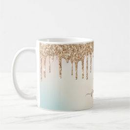 Glam Gold Glitter Drift Elegant Monogram Koffiemok