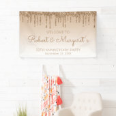 Glam Gold Glitter Drip 50ste Jubileum Partij Spandoek (Insitu)