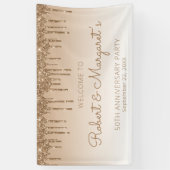 Glam Gold Glitter Drip 50ste Jubileum Partij Spandoek (Verticaal)