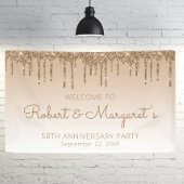 Glam Gold Glitter Drip 50ste Jubileum Partij Spandoek