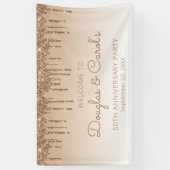 Glam Gold Glitter Drip 50th Anniversary Party Spandoek (Verticaal)